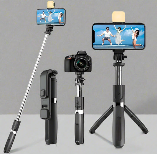 Flash 3-in-1 Selfie Stick Tripod with Bluetooth Remote