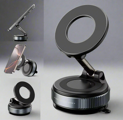 Black adjustable magnetic phone holder  on a white background